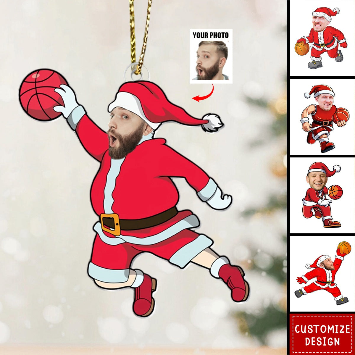 2024 New Release - Personalized Santa Claus Basketball Acrylic Ornament