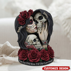 From Our First Kiss Till Our Last Breath - Personalized Skull Custom Shaped Acrylic Plaque