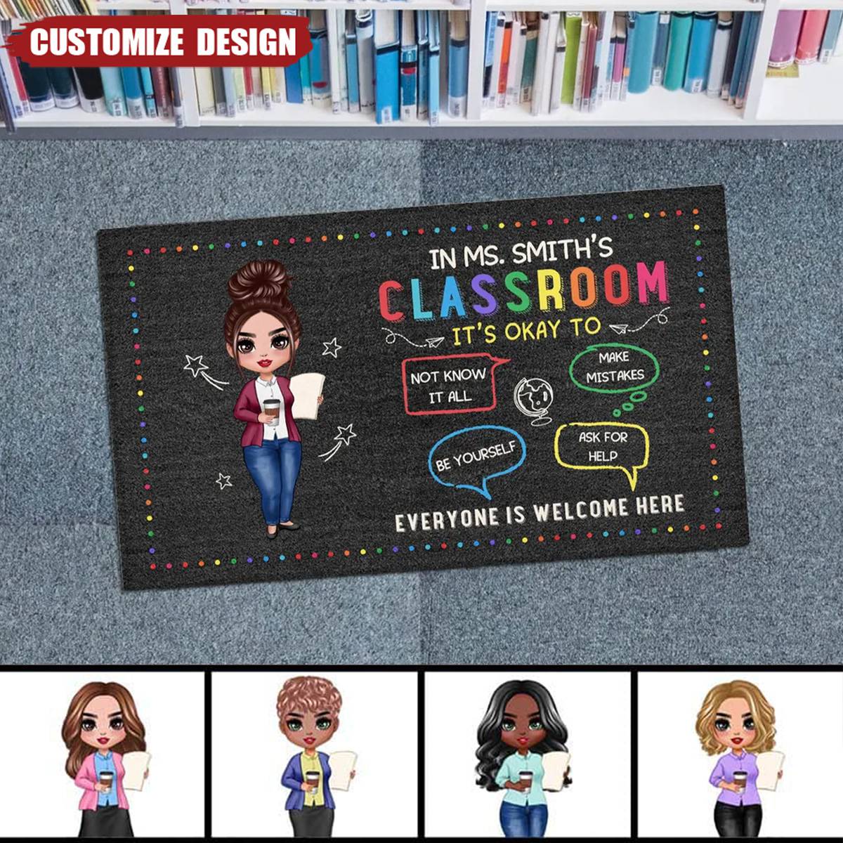 New Release-In Teacher Classroom It‘s Okay Everyone Is Welcome Here Personalized Classroom Doormat
