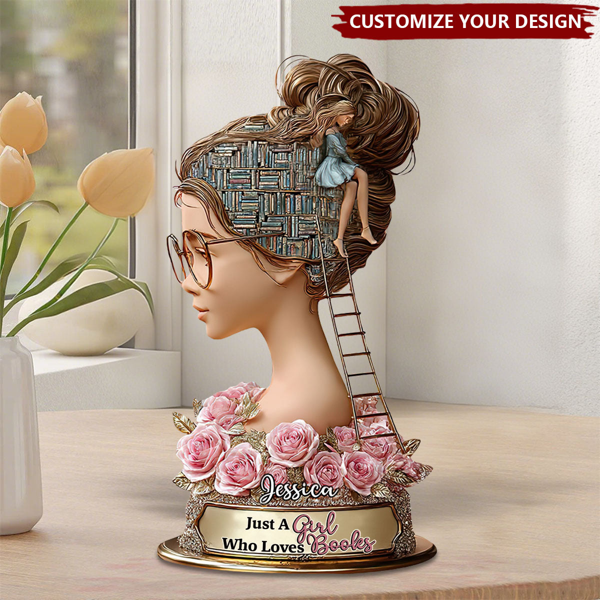 Just A Girl Who Loves Book - Personalized Book Custom Shaped Acrylic Plaque