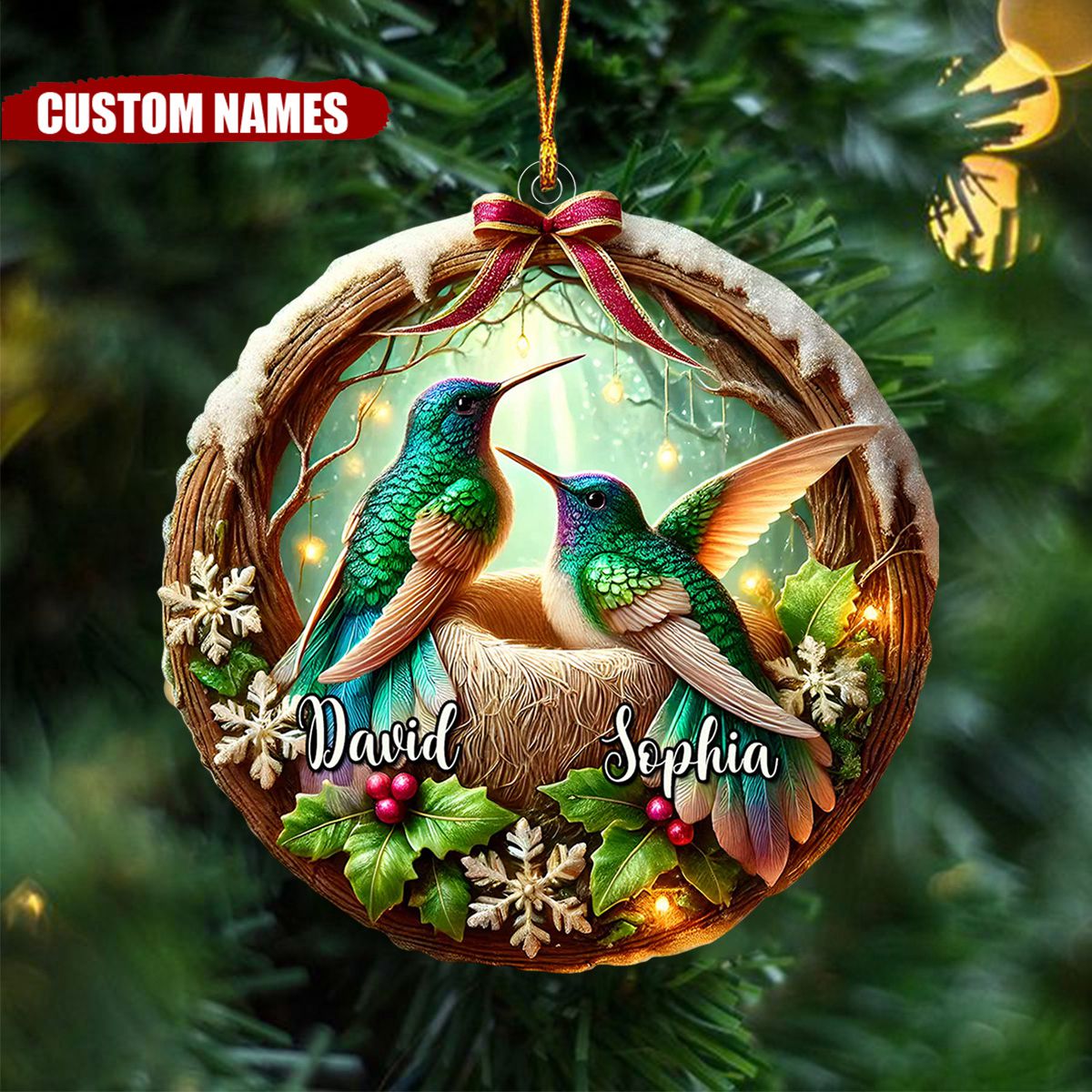 Personalized Hummingbird Couple Christmas Ornament Gift For Animal Lovers, Nature Lovers,Couple-2024 New Release