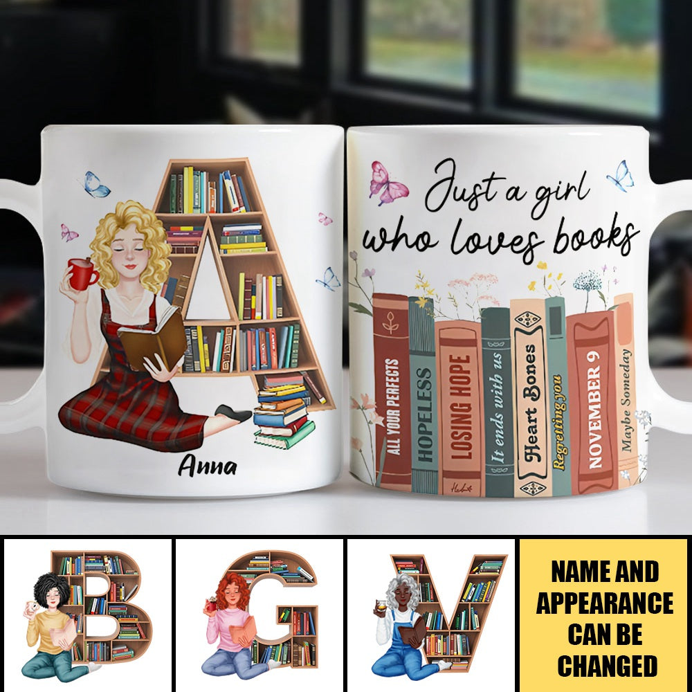 Just A Girl Who Loves Books, Personalize Accent Mug, Gifts For Book Lover