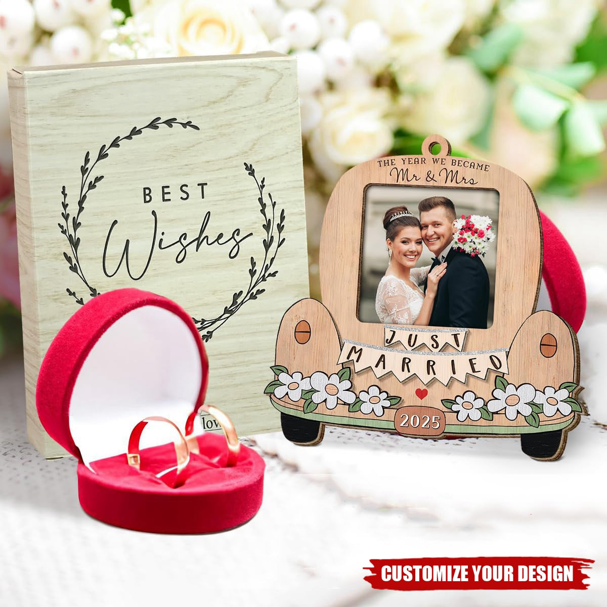 Just Married Personalized Christmas Ornaments - Wedding Gifts for Couples 2025