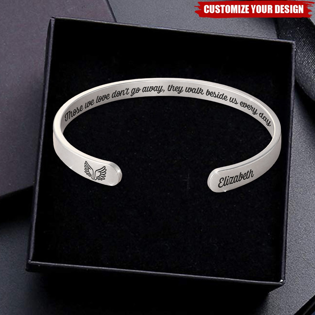 Memorial Personalized Custom Bangle Bracelet Cuffs - Sympathy Gift For Family Members