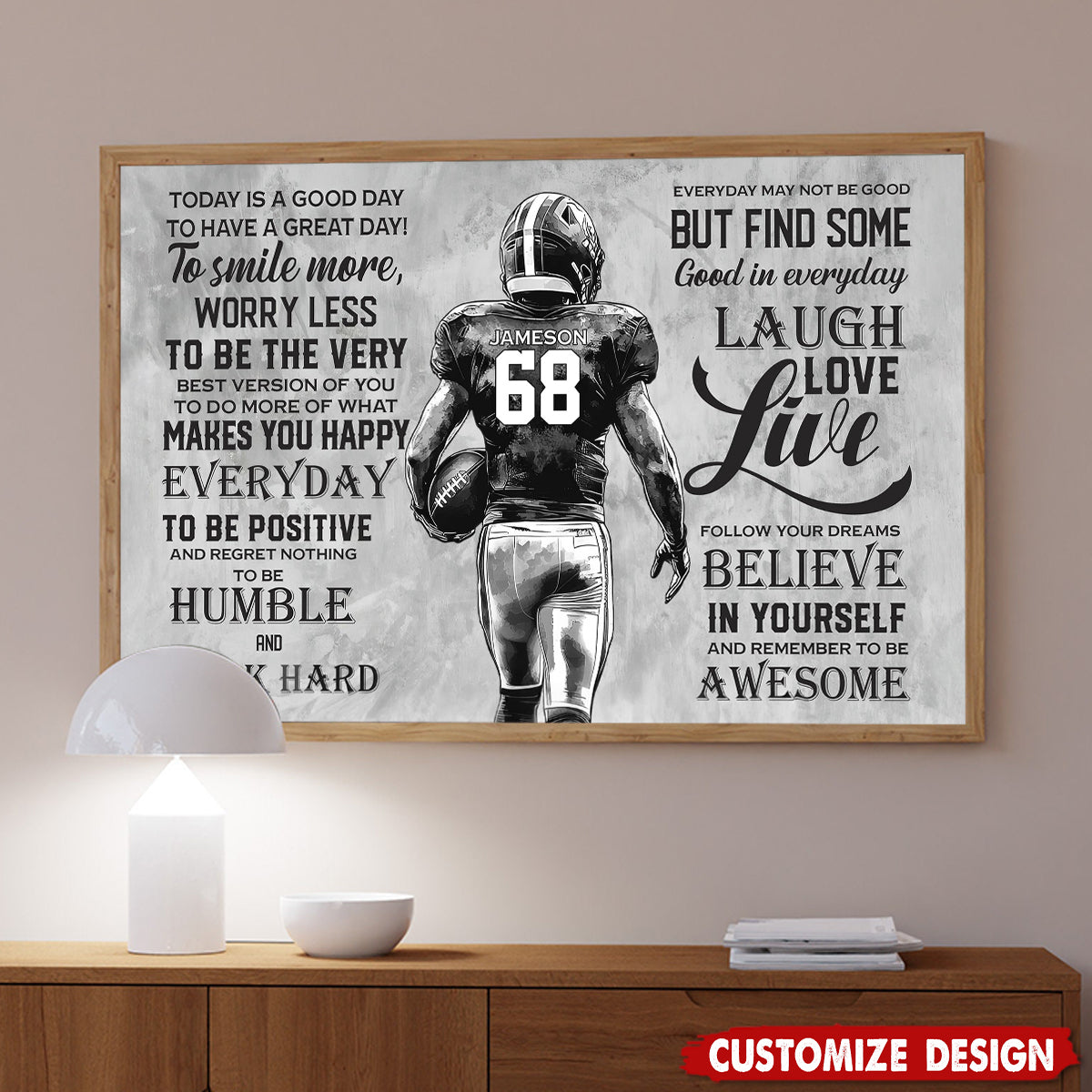 Today Is A Good Day-Motivational Personalized Football Boy Poster-Gift For Football Lovers