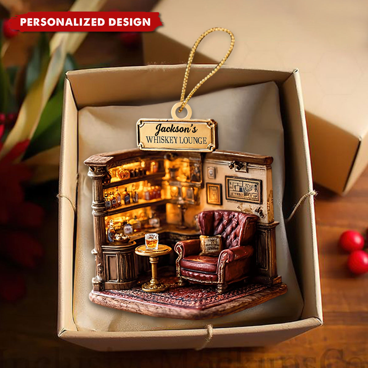Personalized Whiskey Lounge Ornament-Gift for Whiskey Lovers