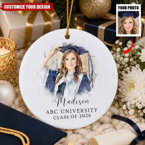 Personalized Graduation Photo Ornament, Custom College Graduation Christmas Ornament Gift for High School Graduate Keepsake