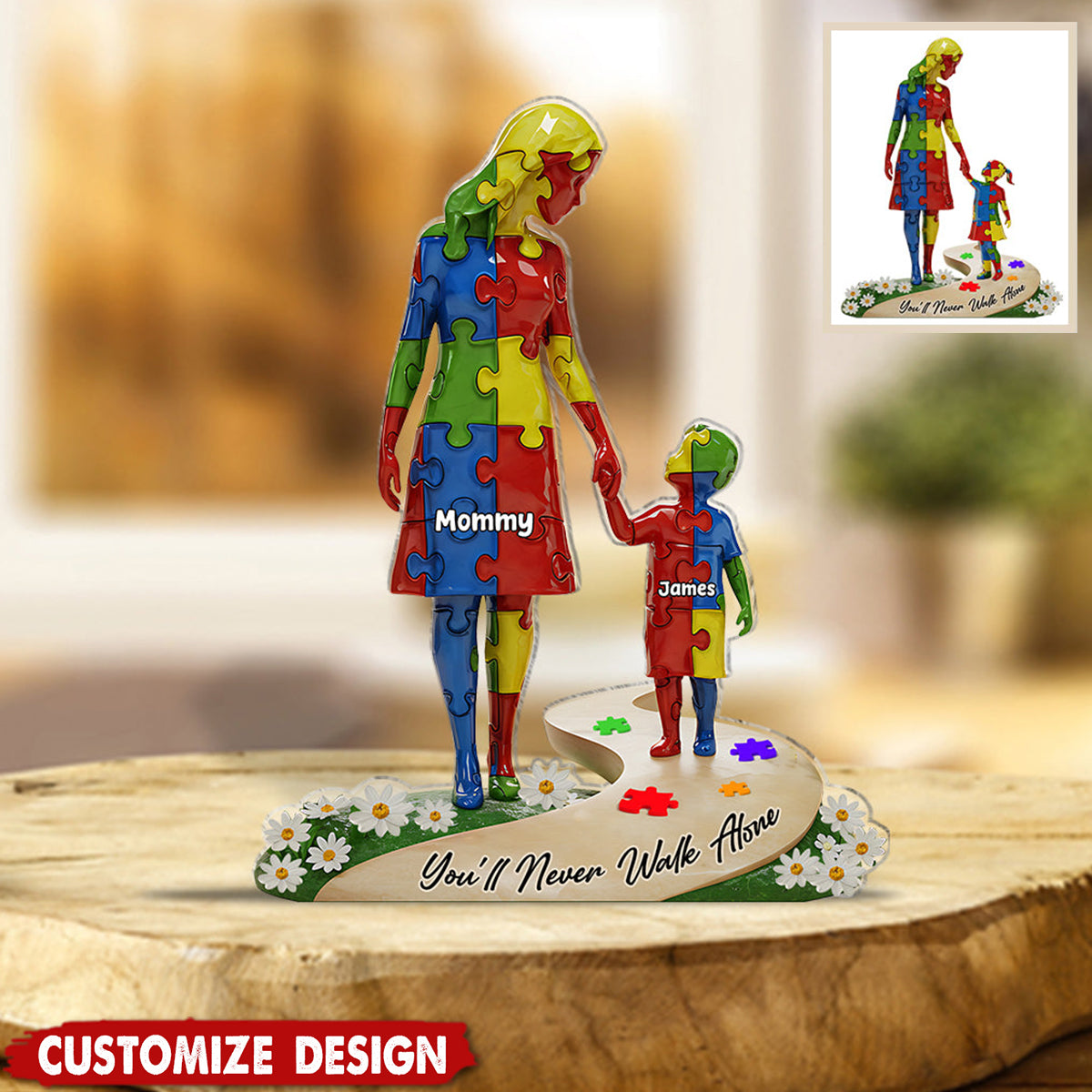 You'll Never Walk Alone - Personalized Autism Awareness Shaped Acrylic Plaque