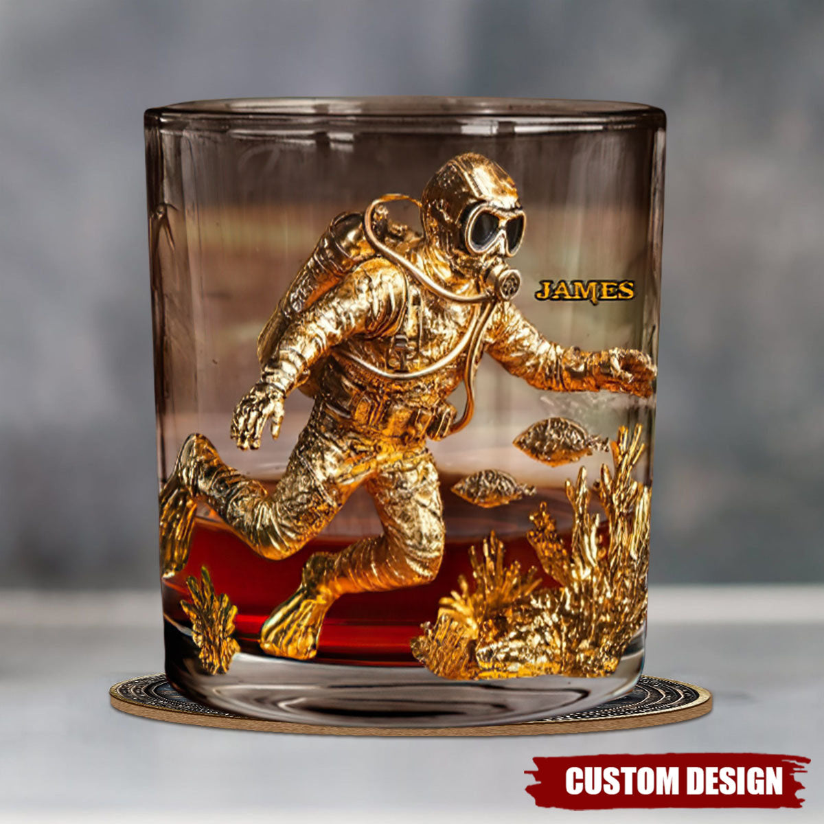 Scuba Diving Lovers Gift - Personalized Scuba Diving Whiskey Glass