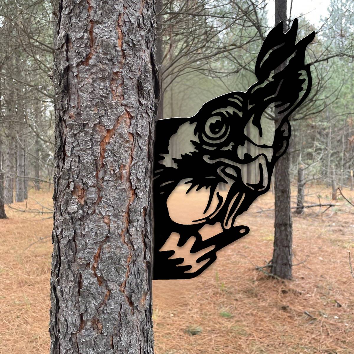 Peek-A-Boo Grumpy Rooster Metal Sign Garden Decoration