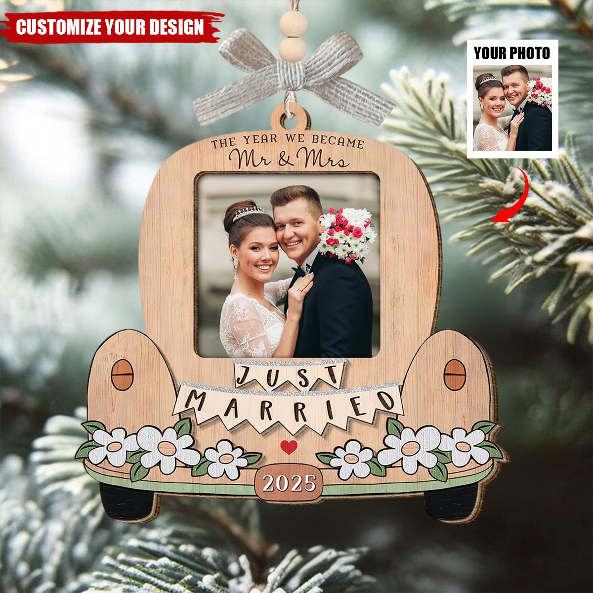 Just Married Personalized Christmas Ornaments - Wedding Gifts for Couples 2025