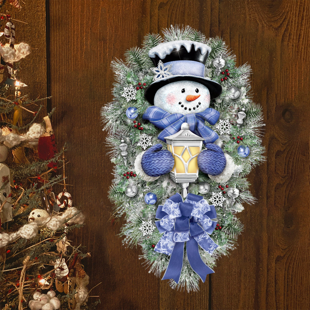 A Warm Winter Welcome snowman Wood Sign