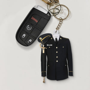 Navy - Air Force - Army - Marine Uniform On A Clothes Hanger- Personalized Keychain