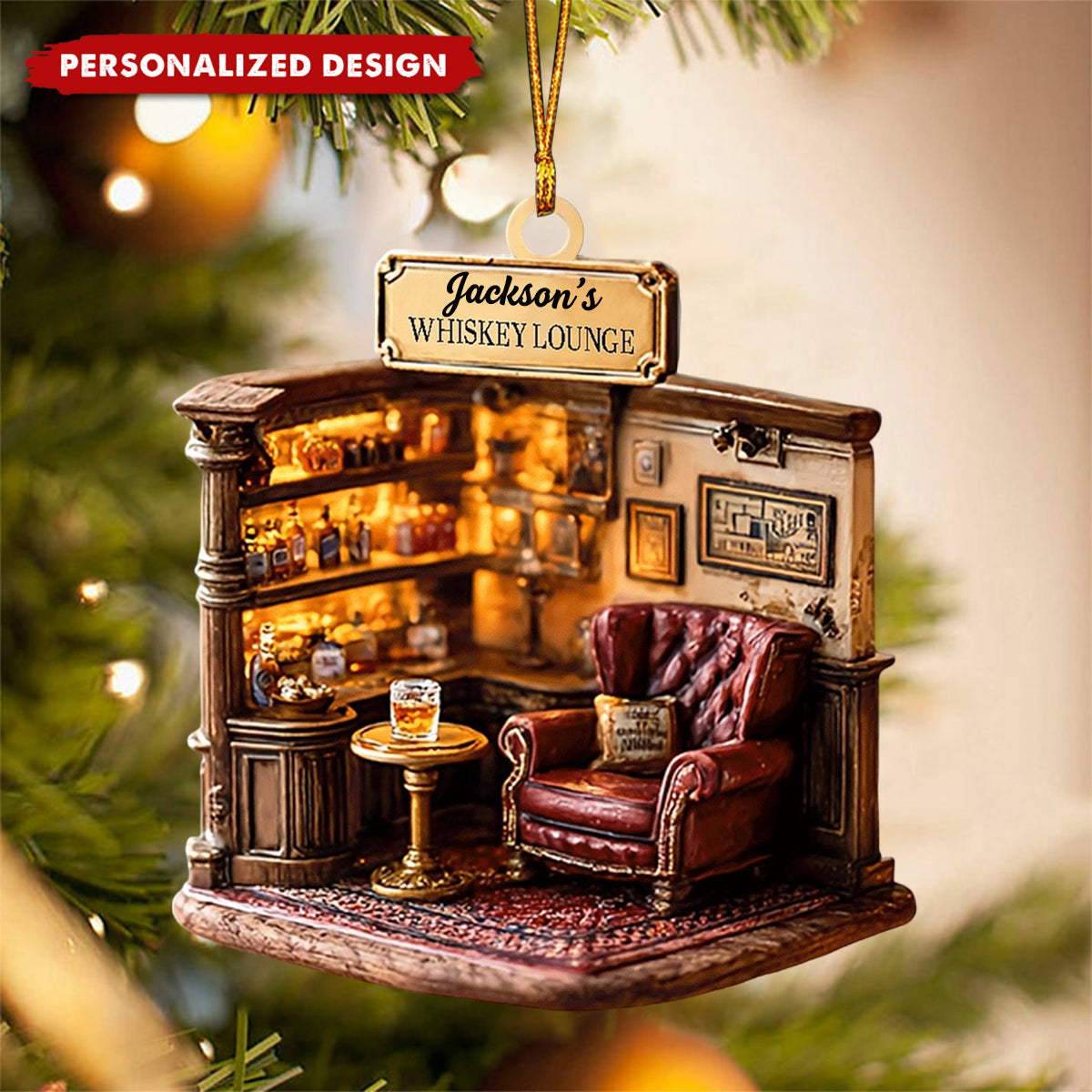 Personalized Whiskey Lounge Ornament-Gift for Whiskey Lovers