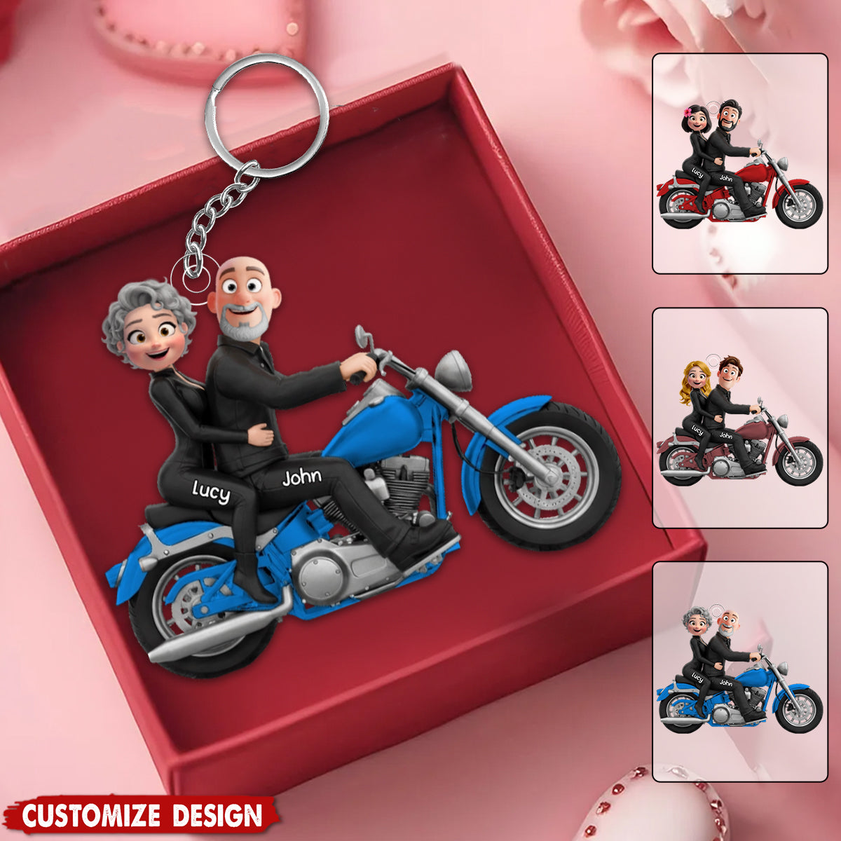 Biker Couple Acrylic Keychain - Personalized Gifts For Couples