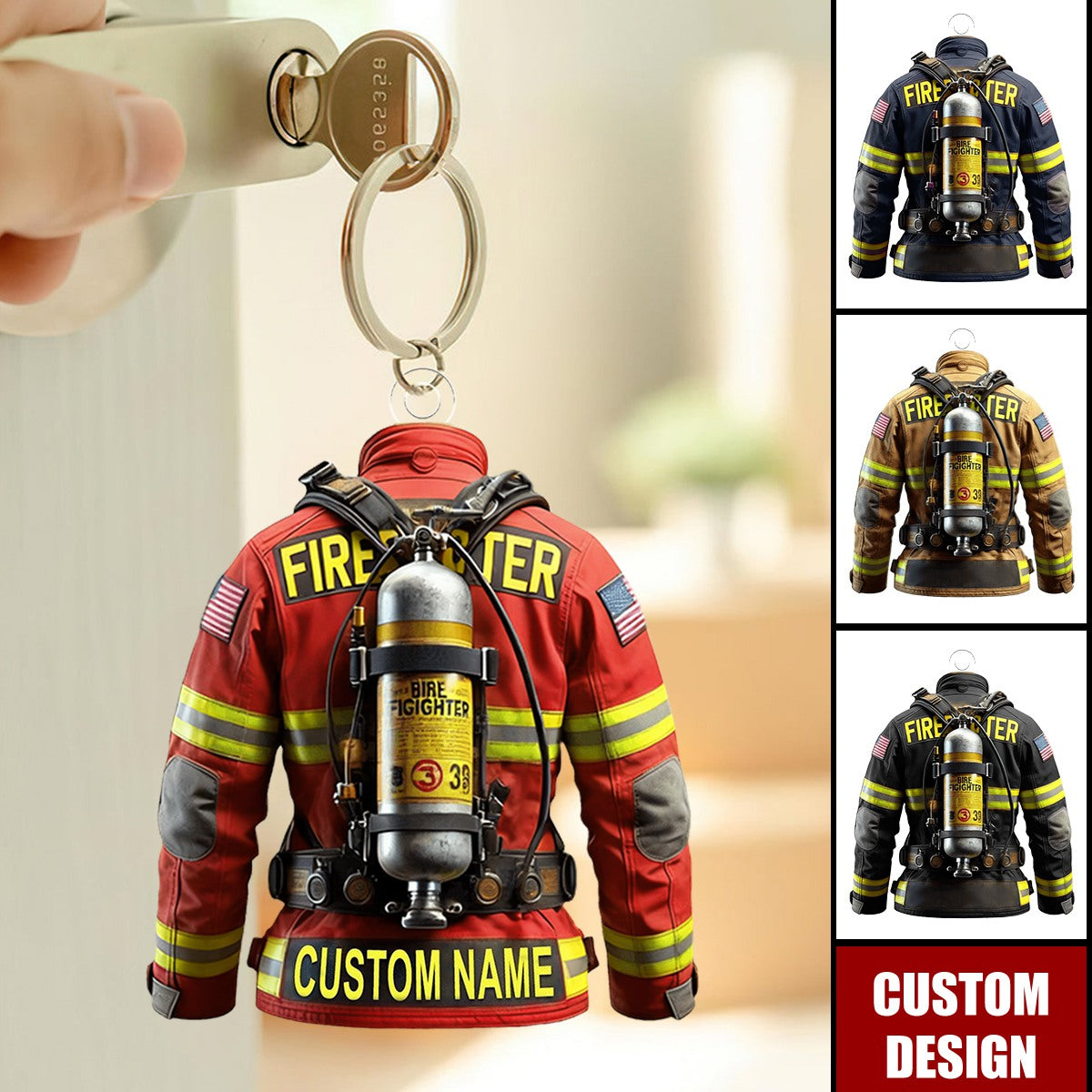 Personalized Firefighter Uniform Keychain - Gift For Firefighter