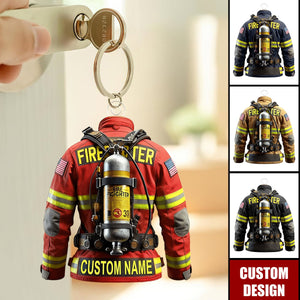 Personalized Firefighter Uniform Keychain - Gift For Firefighter