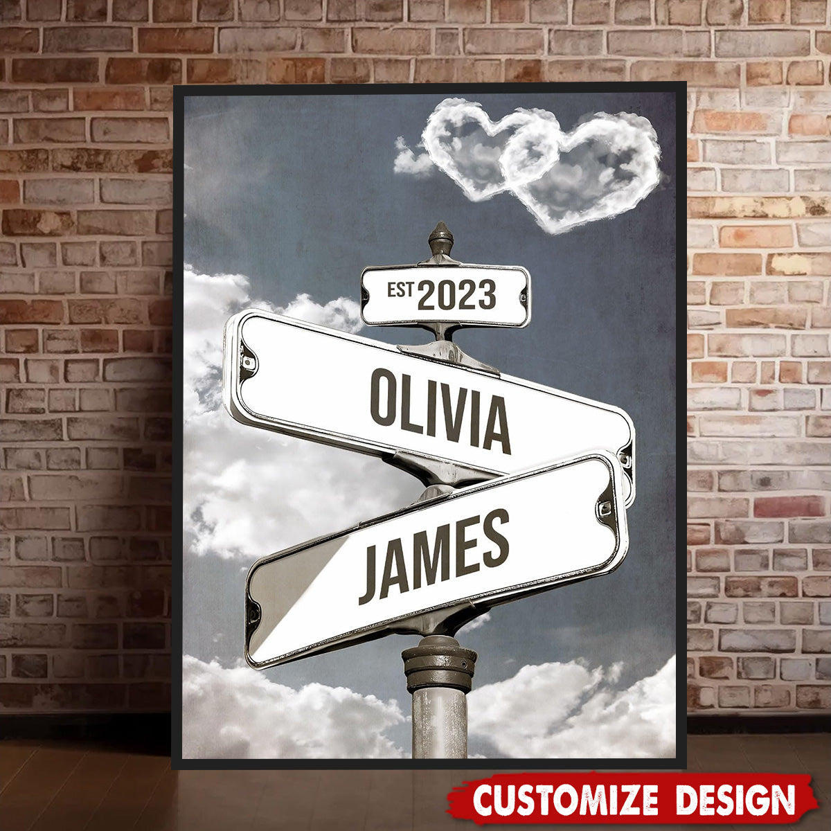 Personalized Name Vintage Street Sign Poster-Gift For Couples Anniversary