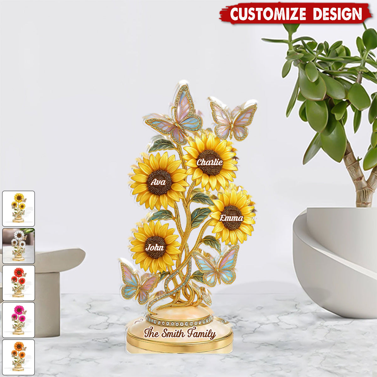 Our Family Sunflowers - Personalized Shaped Acrylic Plaque