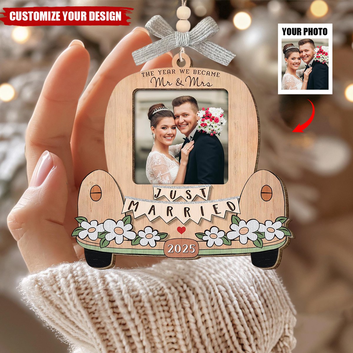 Just Married Personalized Christmas Ornaments - Wedding Gifts for Couples 2025