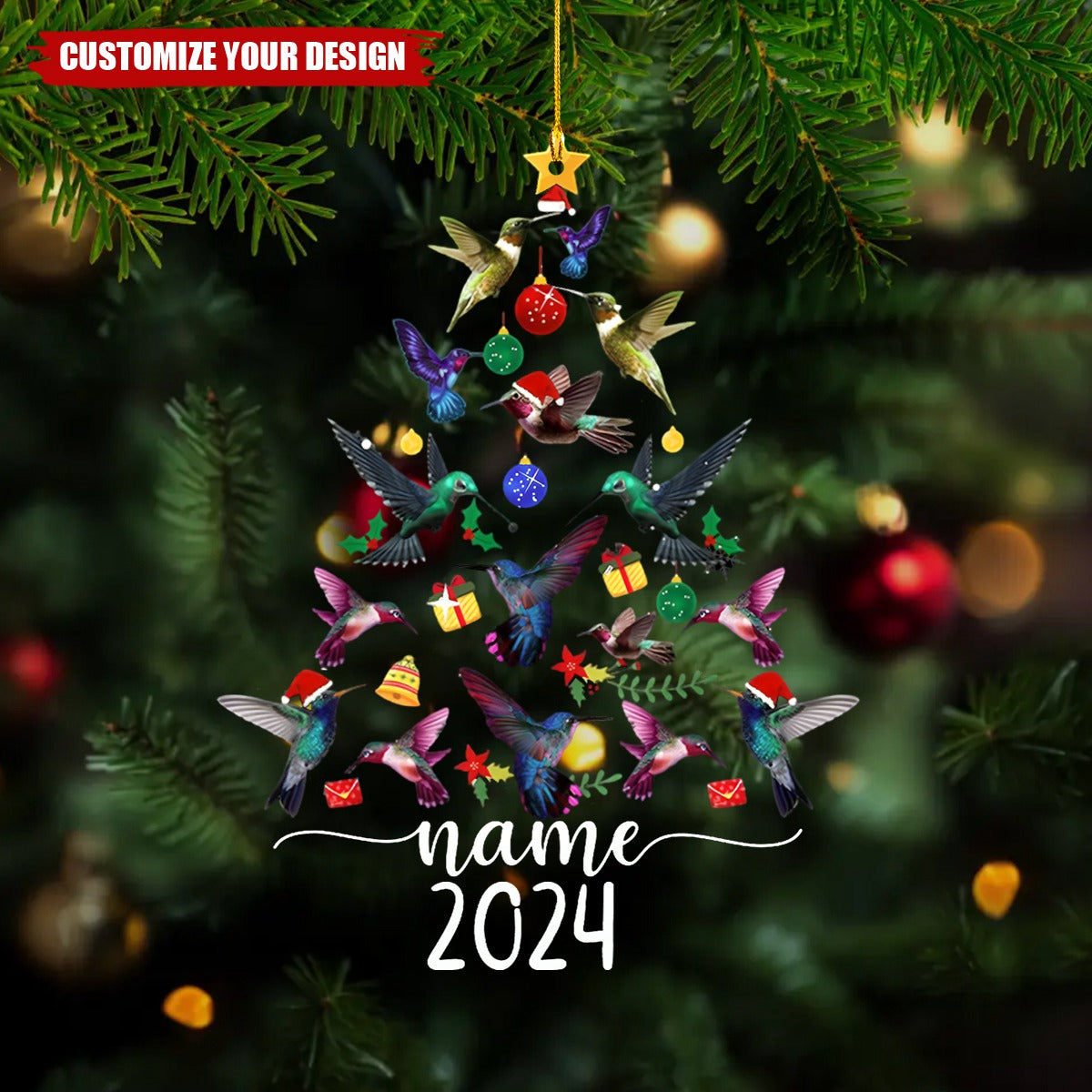 Personalized Hummingbird Christmas Tree Ornament-Gift For Bird Lover-2024 New Release