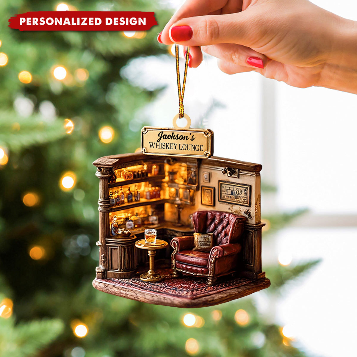 Personalized Whiskey Lounge Ornament-Gift for Whiskey Lovers