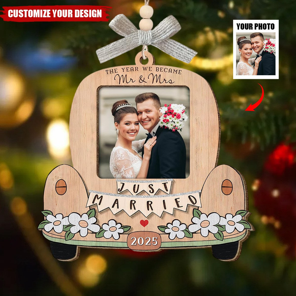 Just Married Personalized Christmas Ornaments - Wedding Gifts for Couples 2025