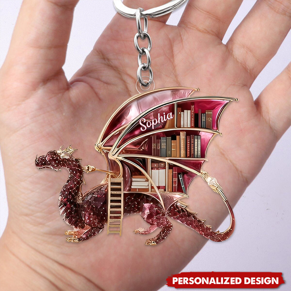 Mystical Dragon Book-Personalized Keychain For Book Lovers