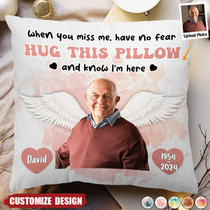 When You Miss Me, Hug This - Personalized Photo Pillow