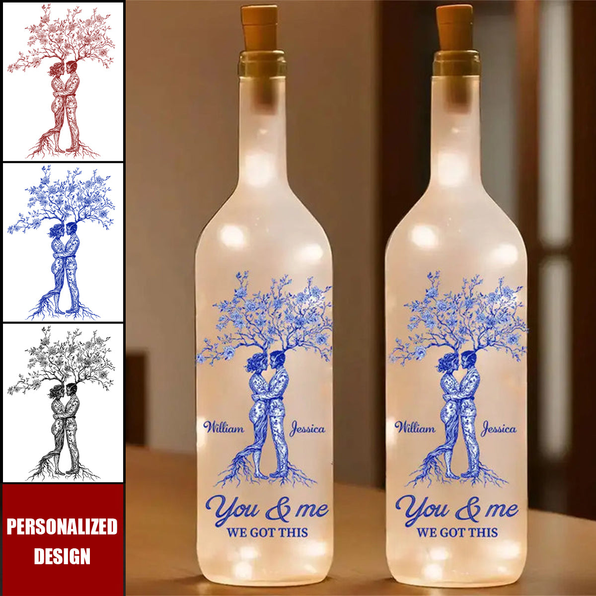“You & Me, We Got This” Bottle Lamp-Custom Gift for Lovers, Personalized Home Décor