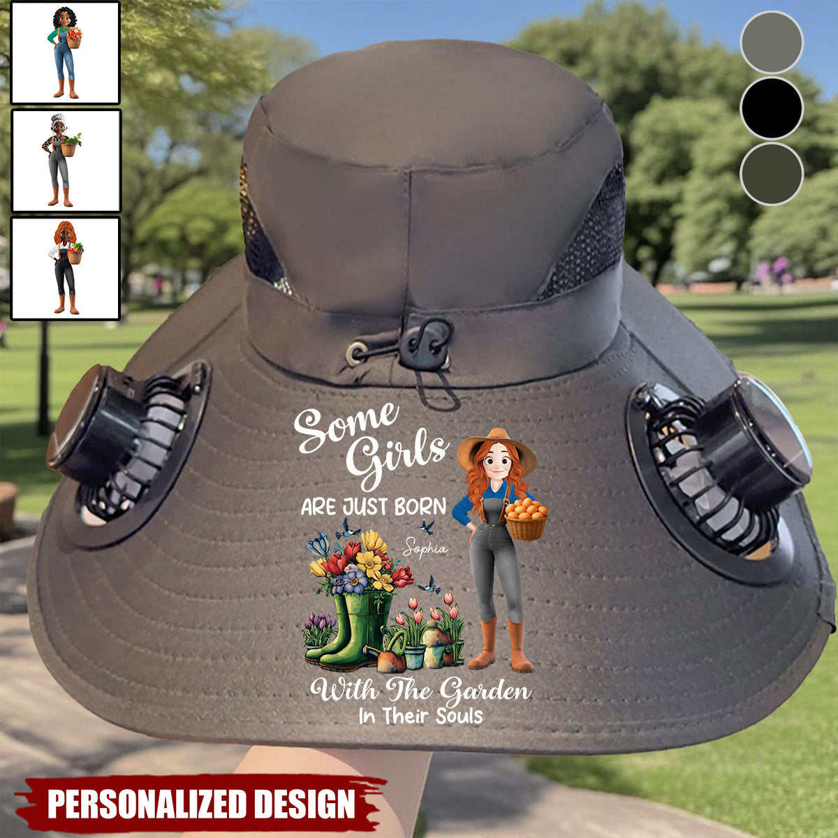 Custom Solar Fan Hat-Personalized Garden Gifts For Gardeners-Crazy Plant Lady Vibes