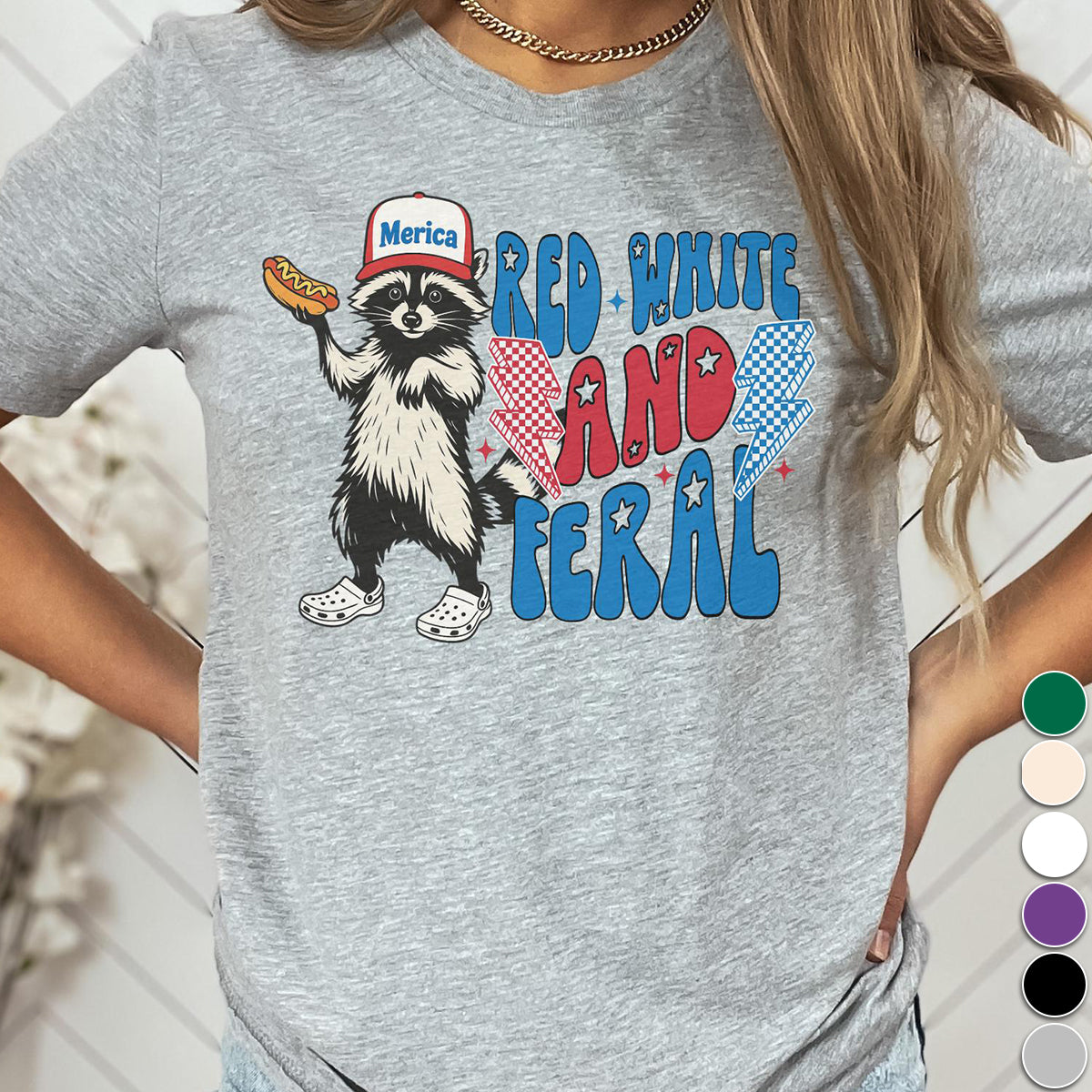 Funny 4th of July - Feral Raccoon Independence Day T-Shirt