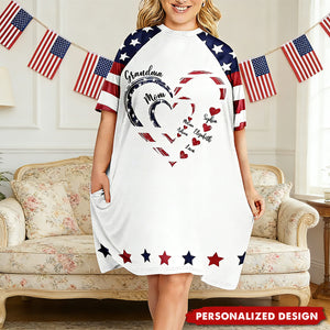 Mom's Grandma's Sweethearts Independence Day-Personalized Women's Sleep Tee