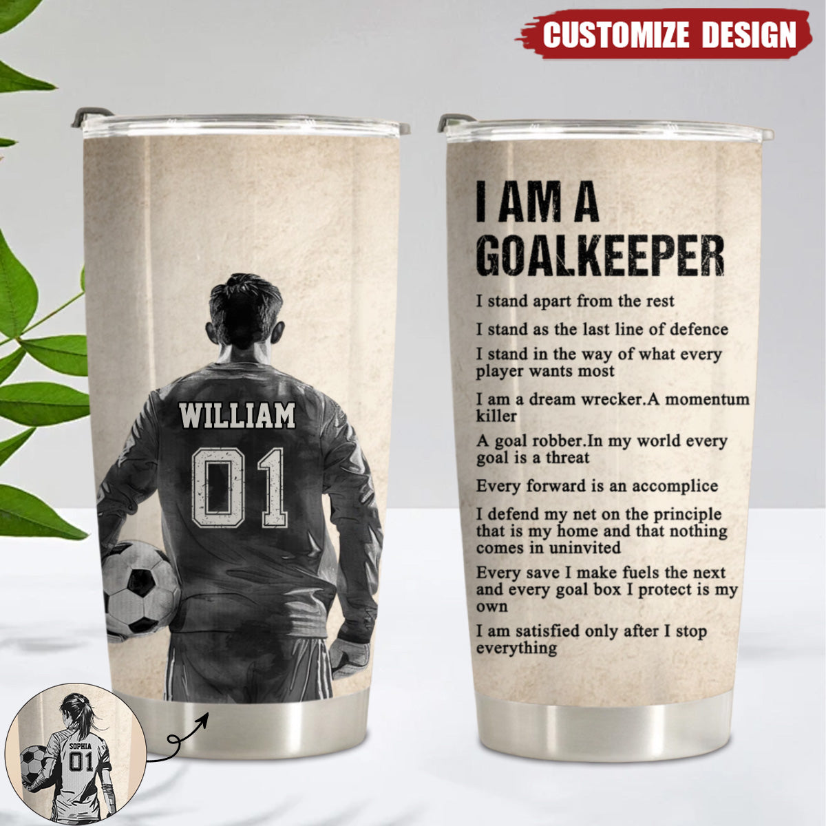 Personalized Goalkeeper Tumbler - Gift For Soccer Lovers