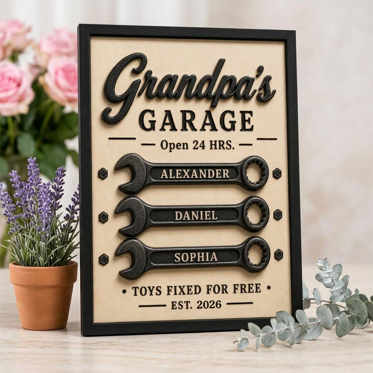 Personalized Grandpa Garage 2-Layered Wooden Plaque