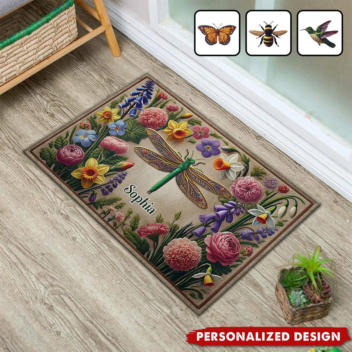 Beautiful Flowers Garden-Personalized Doormat-Gift For Family Friends