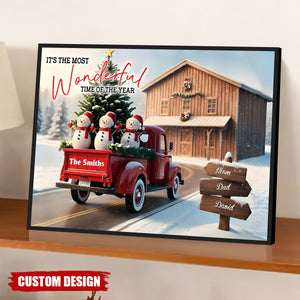 Rustic Christmas Family - Personalized Family Canvas And Poster