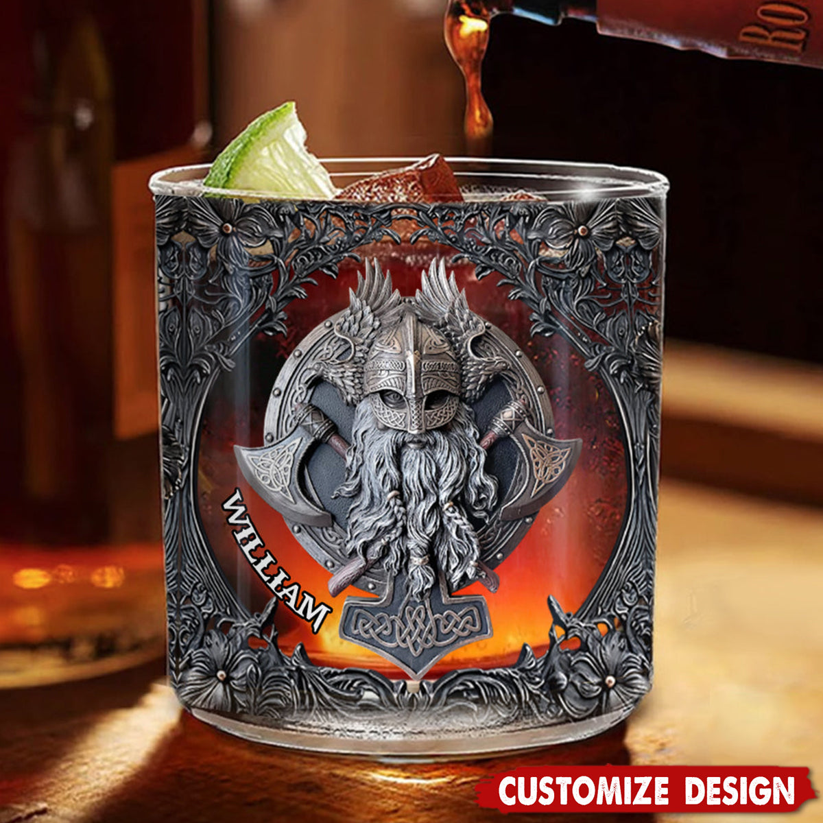 Fantasy Vikings - Personalized Viking Whiskey Glass