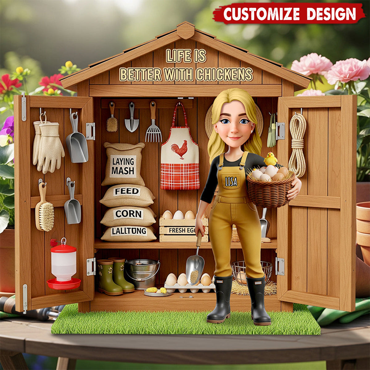 Chicken Girl Acrylic Plaque Personalized - Gifts For Farmers