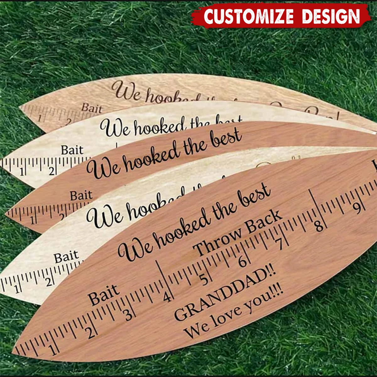 Personalized Wooden We Hooked the Best Papa Fish Style Ruler