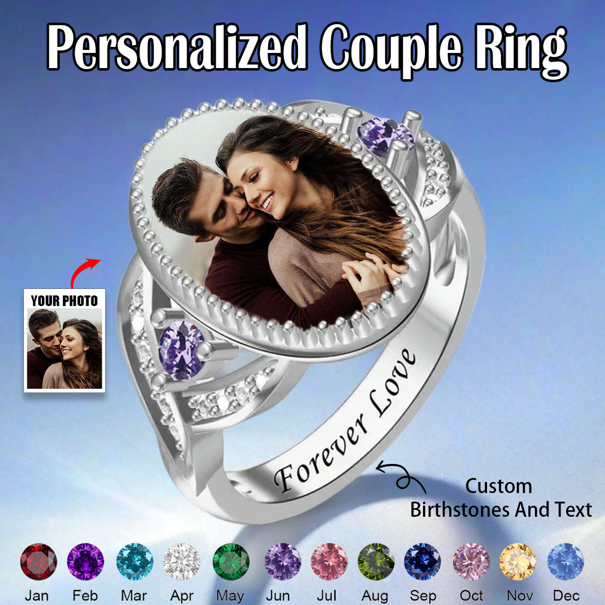Forever Love-Personalized Couple Photo Ring