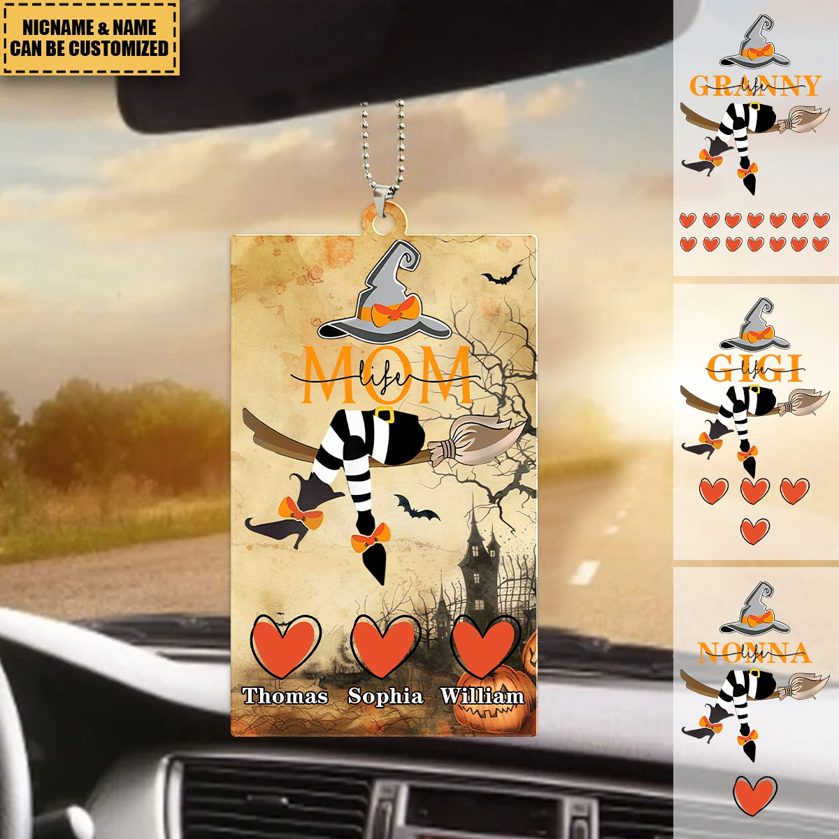 Personalized Grandma Life Witch With Grandkids Halloween Acrylic Ornament