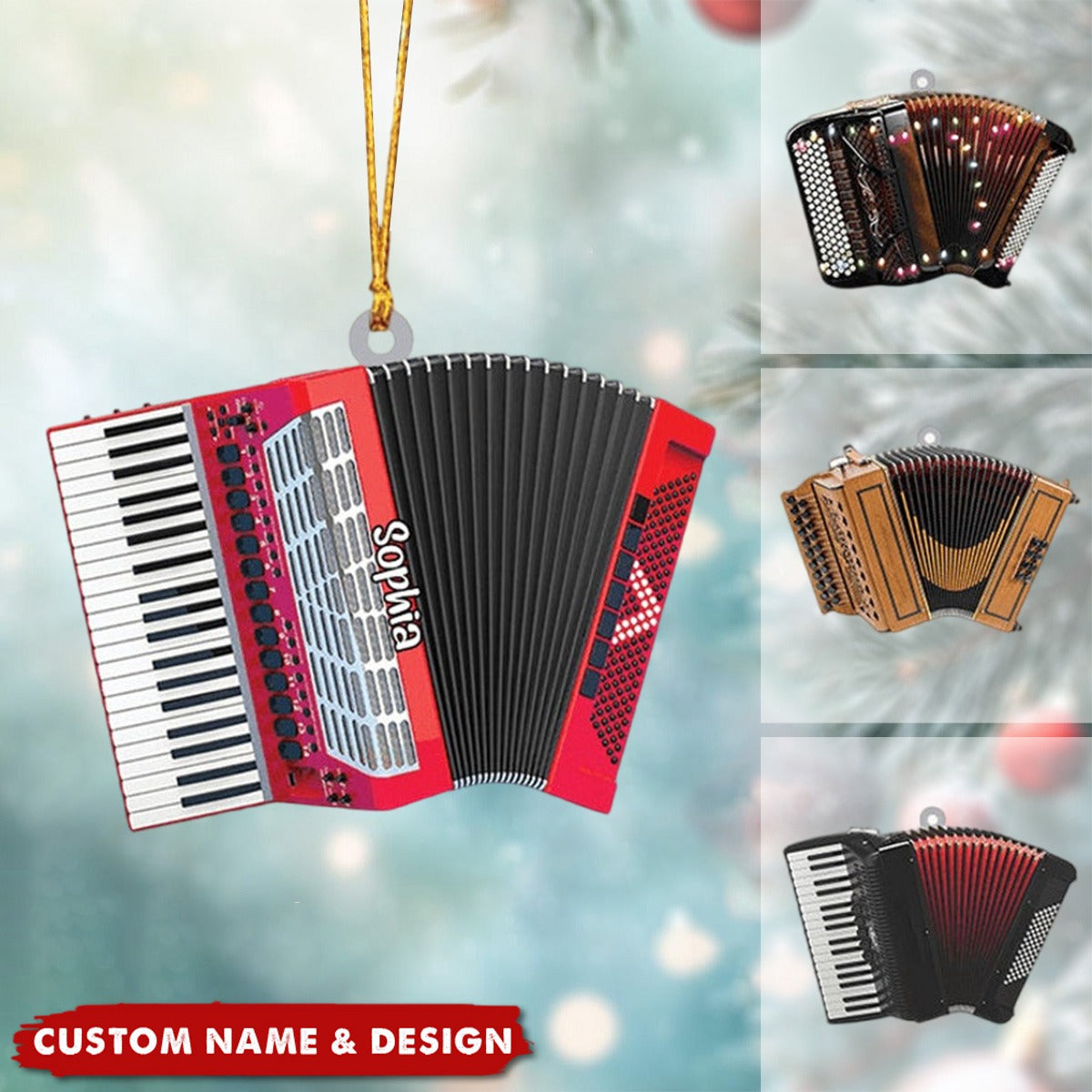 Personalized Accordion Christmas Ornament-Gifts Music Teacher Gifts Orchestra Accordion - 2024 New Release