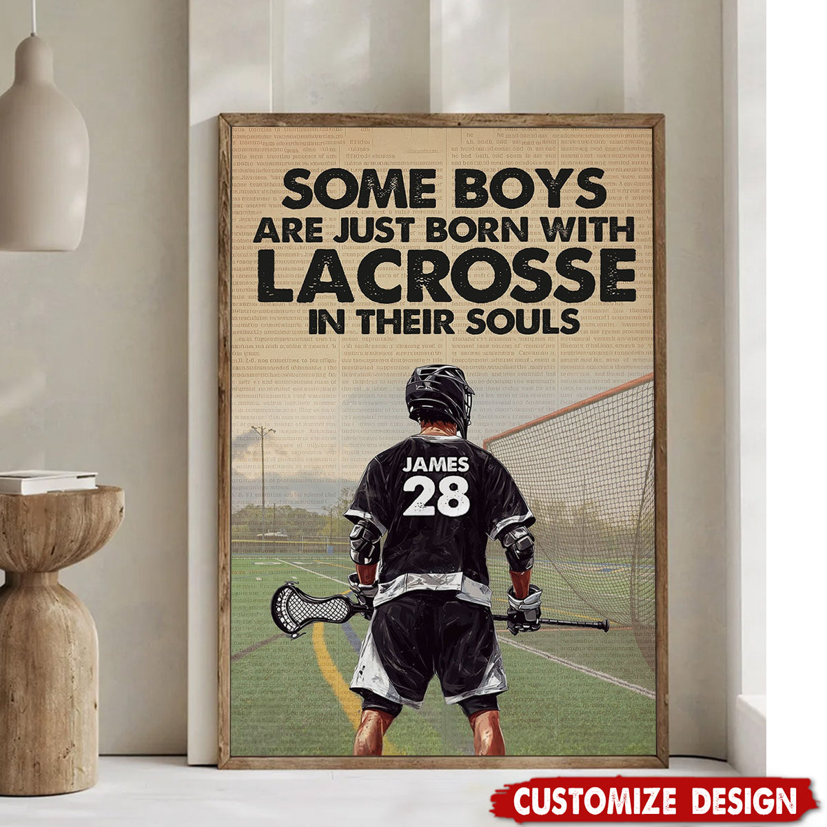 Some Boys Are Just Born With Lacrosse In Their Souls-Personalized Lacrosse Boy Poster