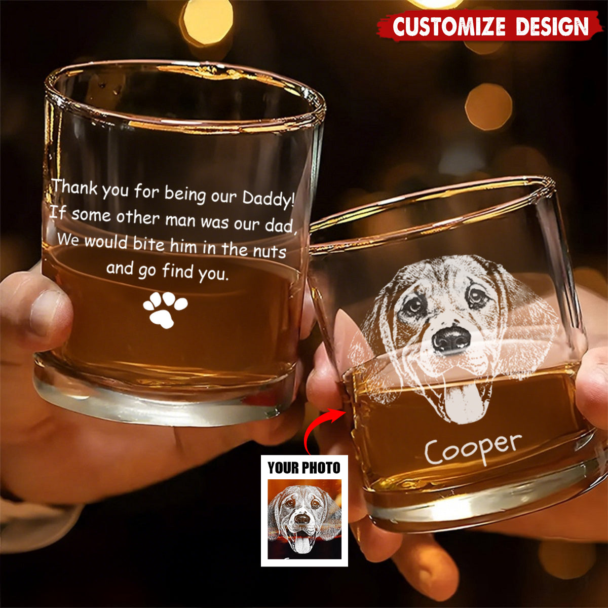 Thank You For Being My Daddy-Personalized Whiskey Glass-Father's Day Gift