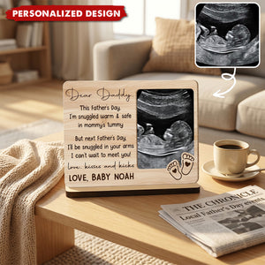 Dear Daddy Ultrasound Photo Wood Plaque-Gift For First Time Dad