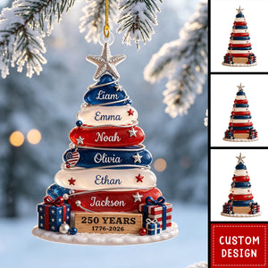 Patriotic Personalized Family Ornament 2026 - USA 250th Anniversary Gift For Family