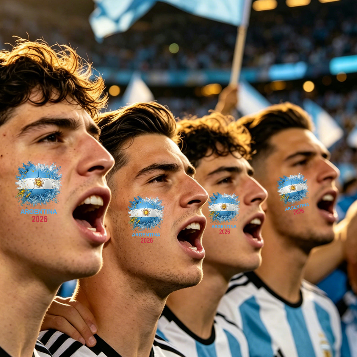 Personalized National Flag Soccer Temporary Tattoos, Custom Soccer Fan Body Stickers