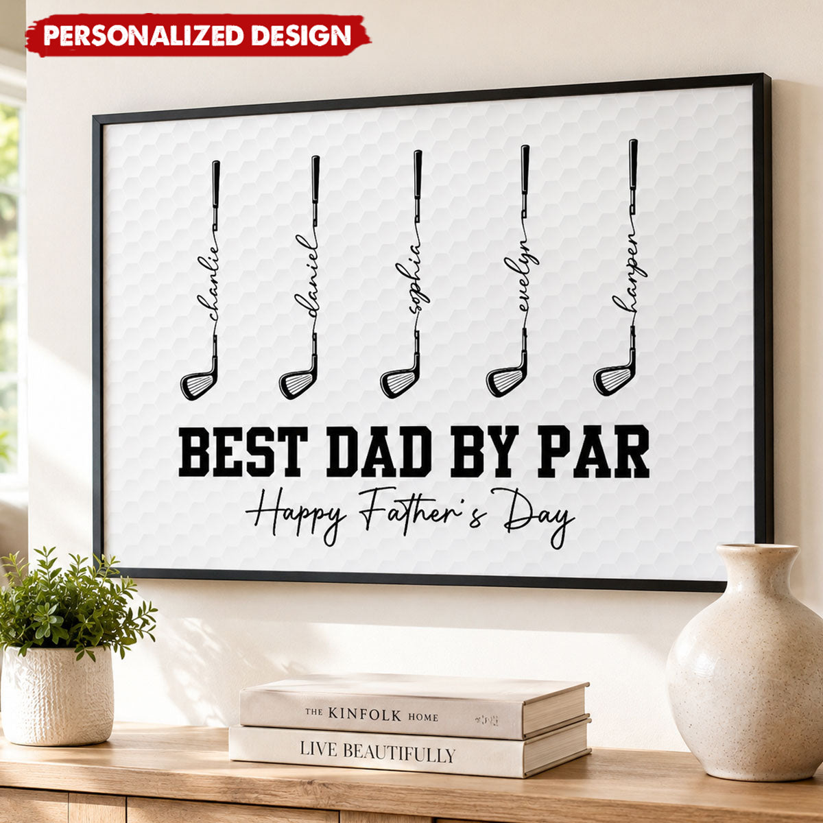 Golf Best Dad Grandpa By Par-Personalized Poster - Father's Day Gift For Dad, Grandpa