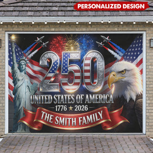 Outdoor Decor America 250th Anniversary-Personalized Independence Day/ 4th of July Garage Door Banner